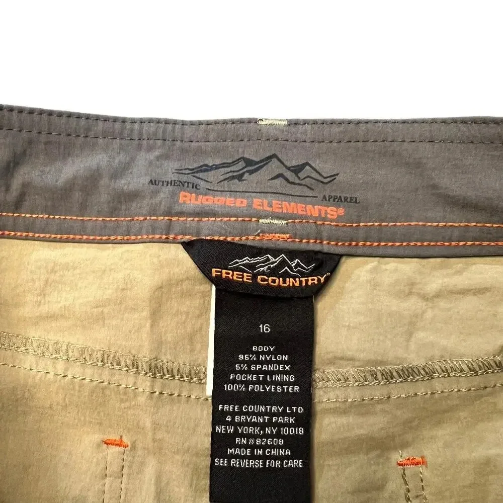 Free Country‎ Kids Size 16 Khaki Quick-Dry Lightweight Cargo Shorts